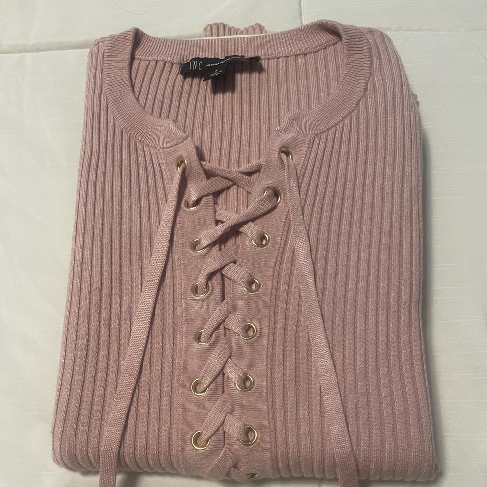 INC International Concepts  Dusty Pink V-Neck Sweater